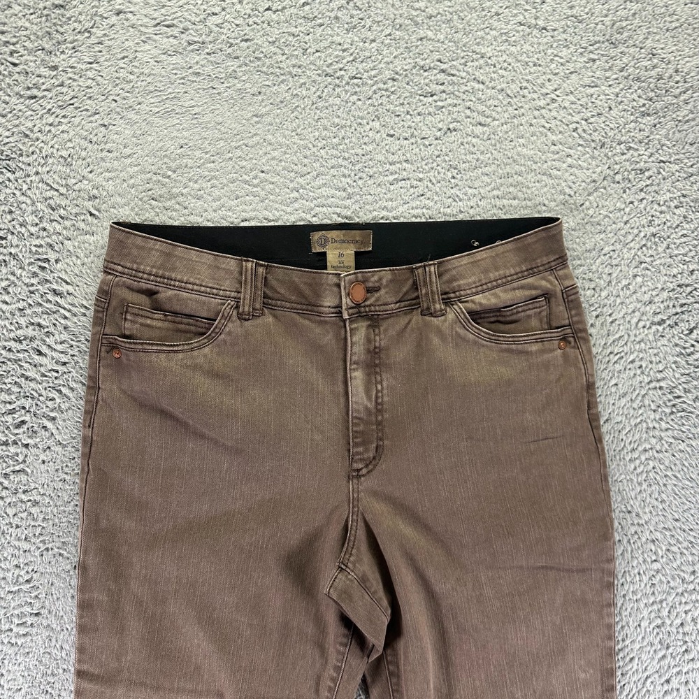 Democracy Ab Technology Jeans Womens 16 Brown Cotton Denim Straight Leg Stretch - Picture 2 of 11